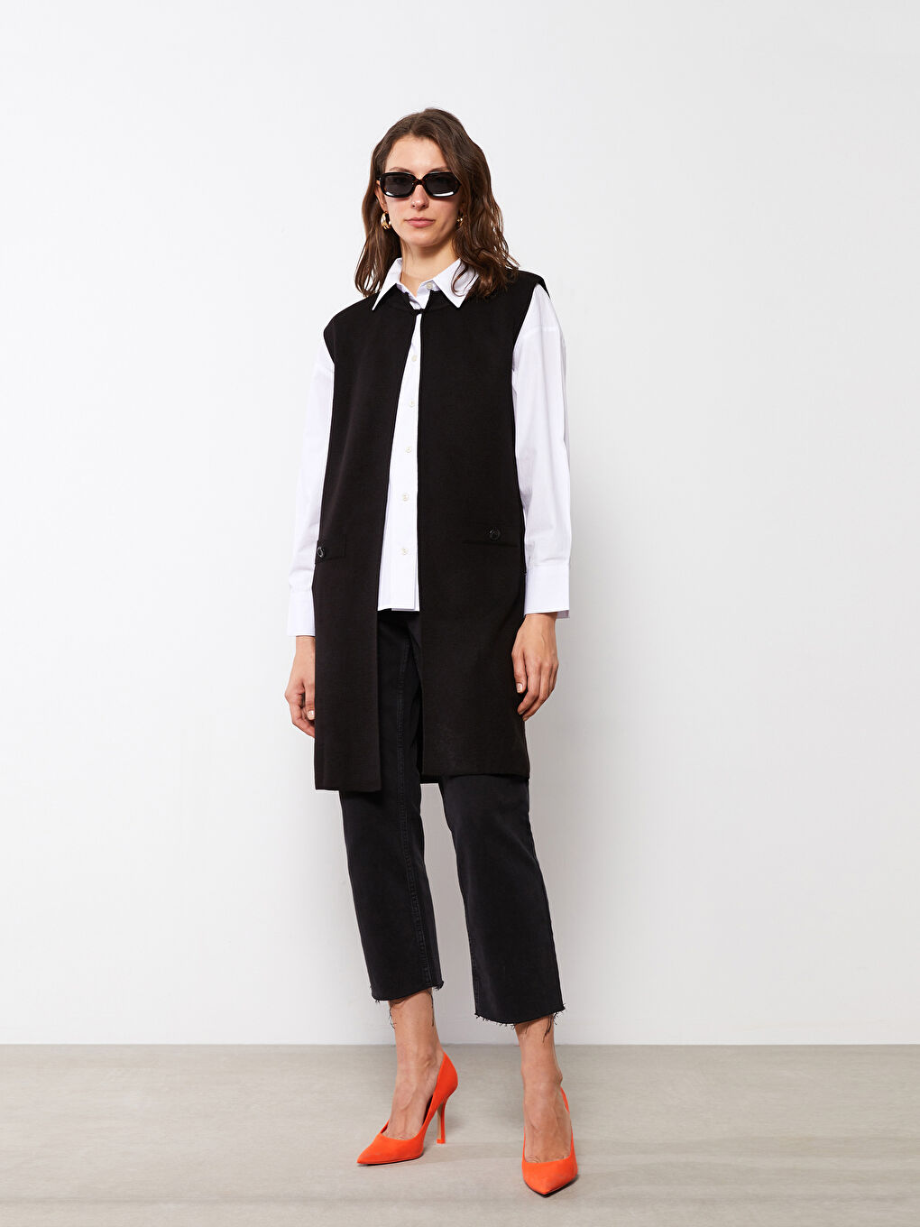 Women's Crew Neck Plain Knitwear Waistcoat