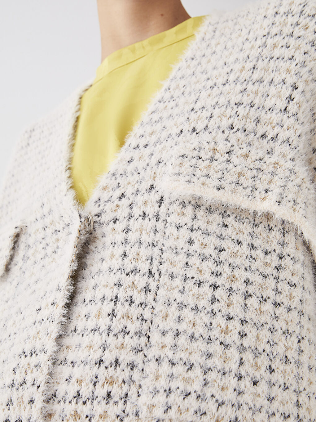 V-Ausschnitt Gemustert Damen Strickjacke-6