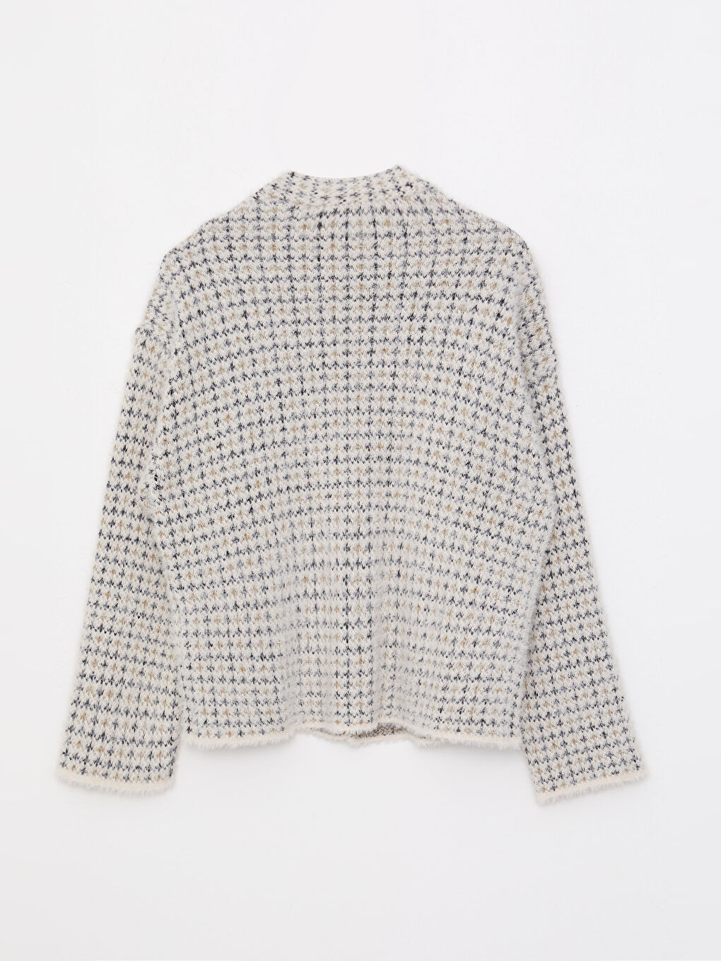 V-Ausschnitt Gemustert Damen Strickjacke-10