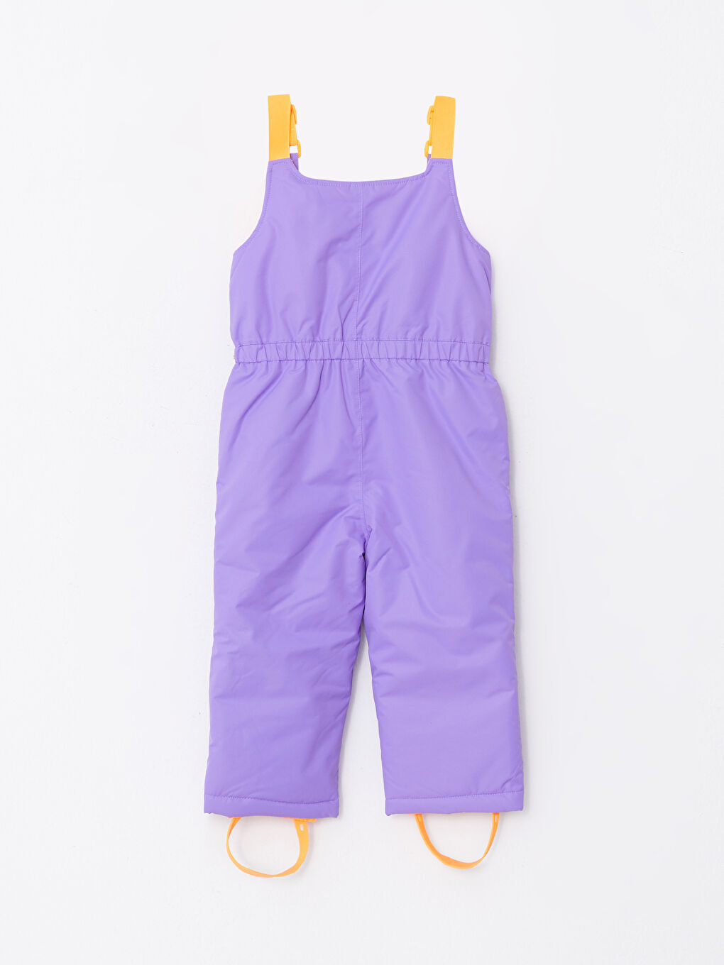 Mor Kapüşonlu Uzun Kollu Renk Bloklu Kız Bebek Kayak Montu ve Tulumu 2'li Takım-4