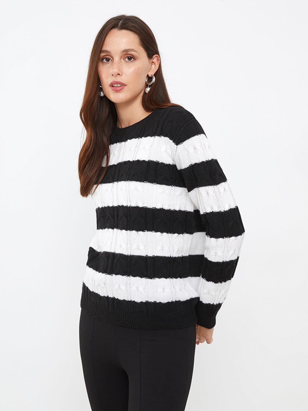 LCWAIKIKI Basic Crew Neck Color Block Long Sleeve Women's Knitwear Sweater -W20235Z8-CVL