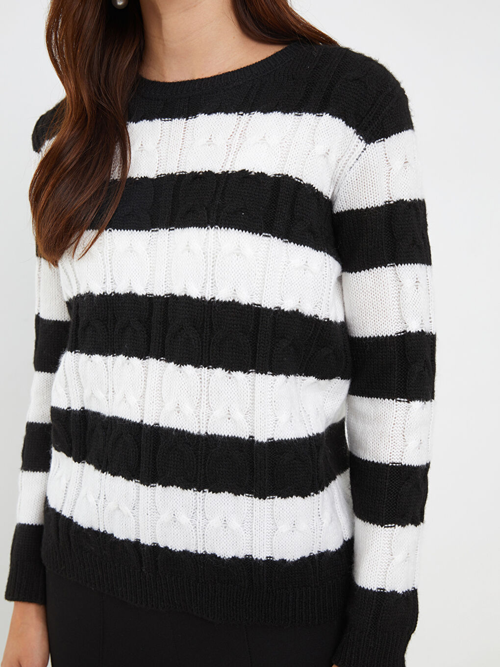 LCWAIKIKI Basic Crew Neck Color Block Long Sleeve Women's Knitwear Sweater -W20235Z8-CVL