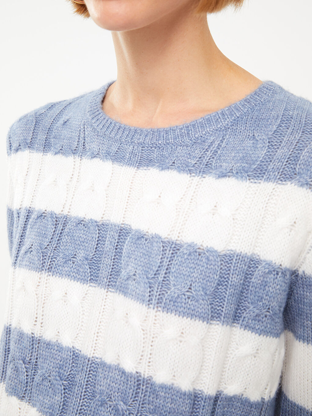 Crew Neck Color Block Long Sleeve Women's Knitwear Sweater-3