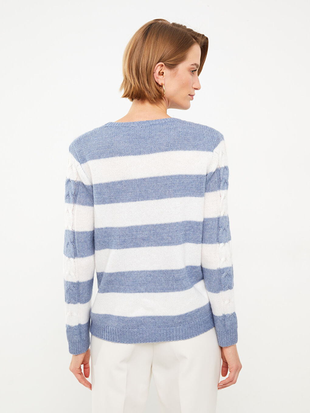 Crew Neck Color Block Long Sleeve Women's Knitwear Sweater-4