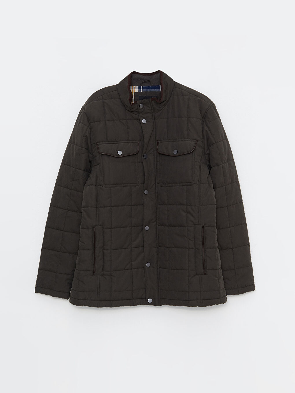Regular Fit Funnel Neck Suede Men's Puffer Coat-5