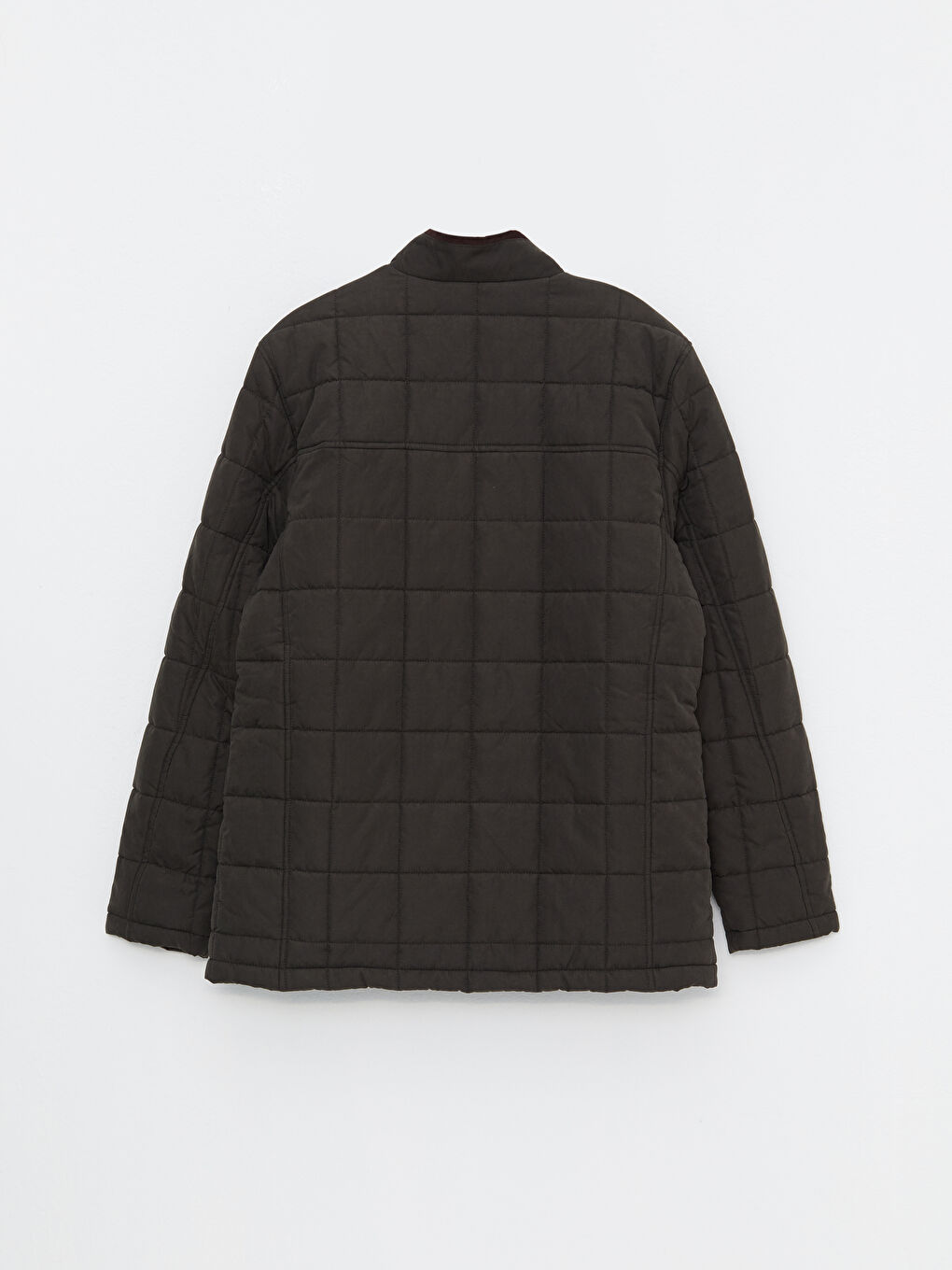 Regular Fit Funnel Neck Suede Men's Puffer Coat-6