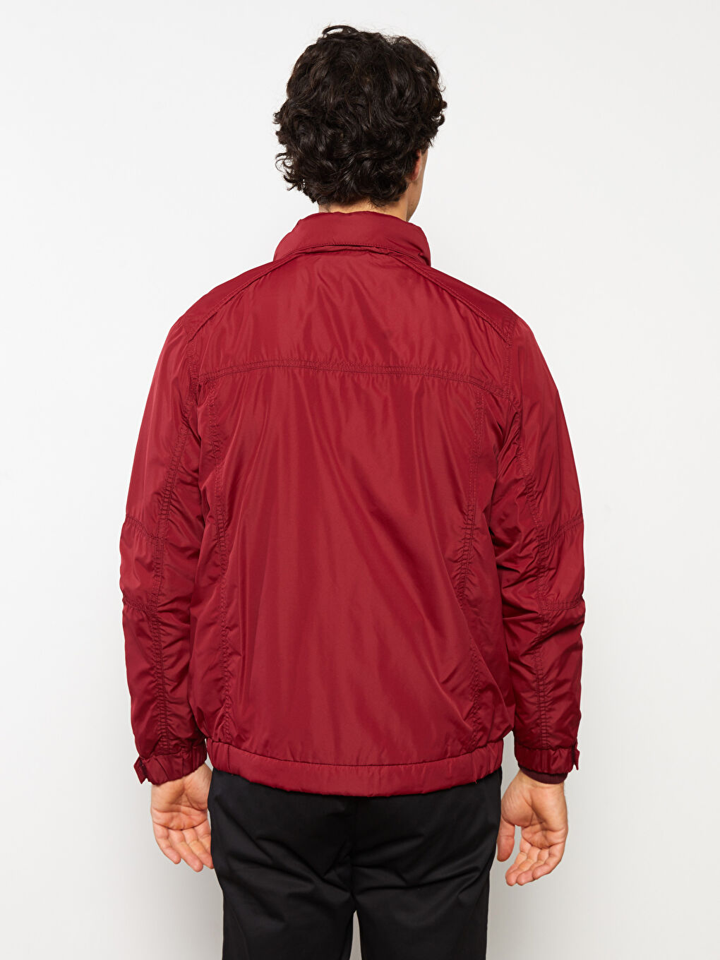 Bordo Standart Kalıp Dik Yaka Erkek Mont-4