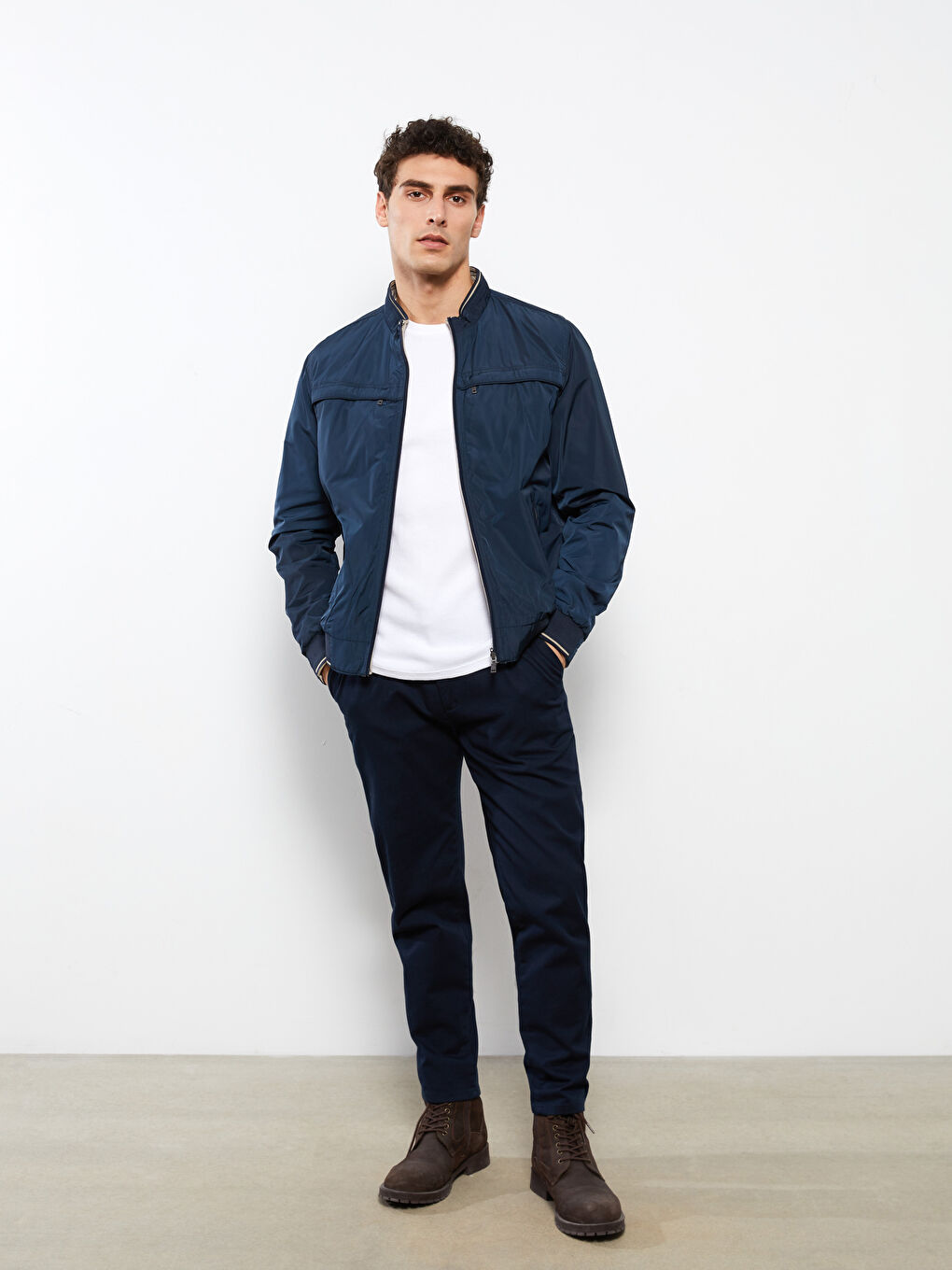 LCWAIKIKI Classic Indigo Standart Kalıp Dik Yaka Erkek Mont