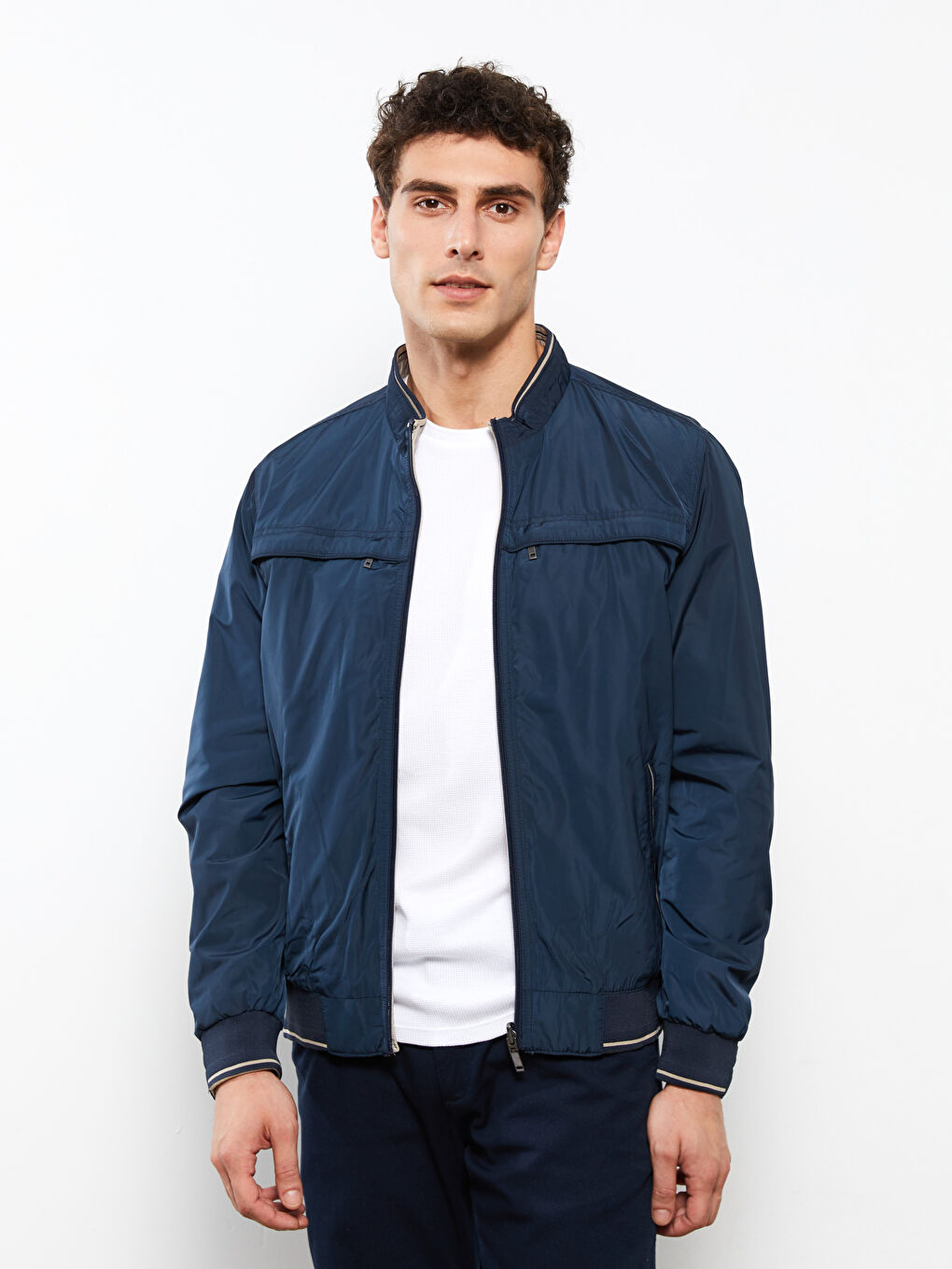 LCWAIKIKI Classic Indigo Standart Kalıp Dik Yaka Erkek Mont - 1