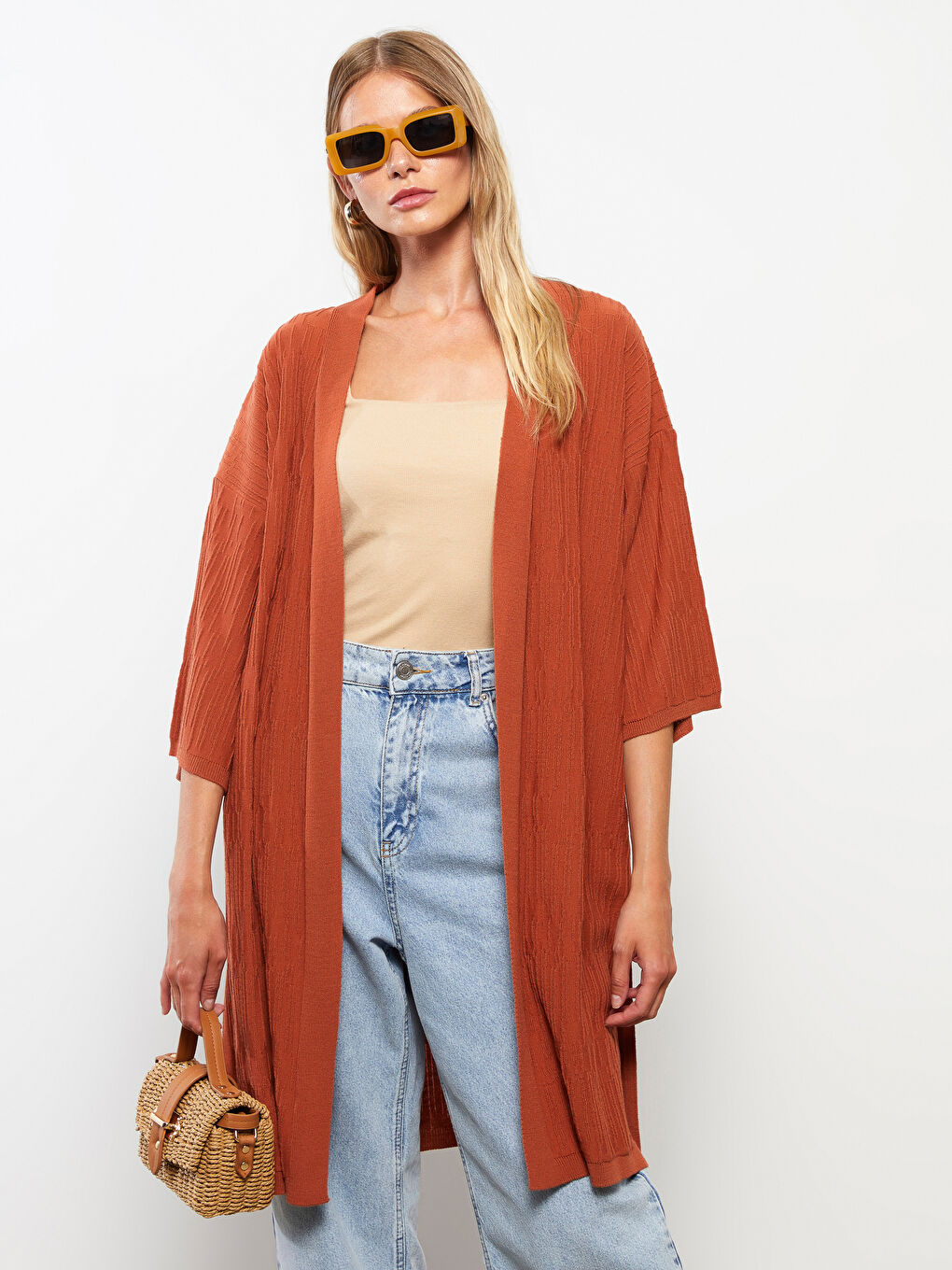 كارديجان تريكو منقوش بياقة شال للسيدات-1