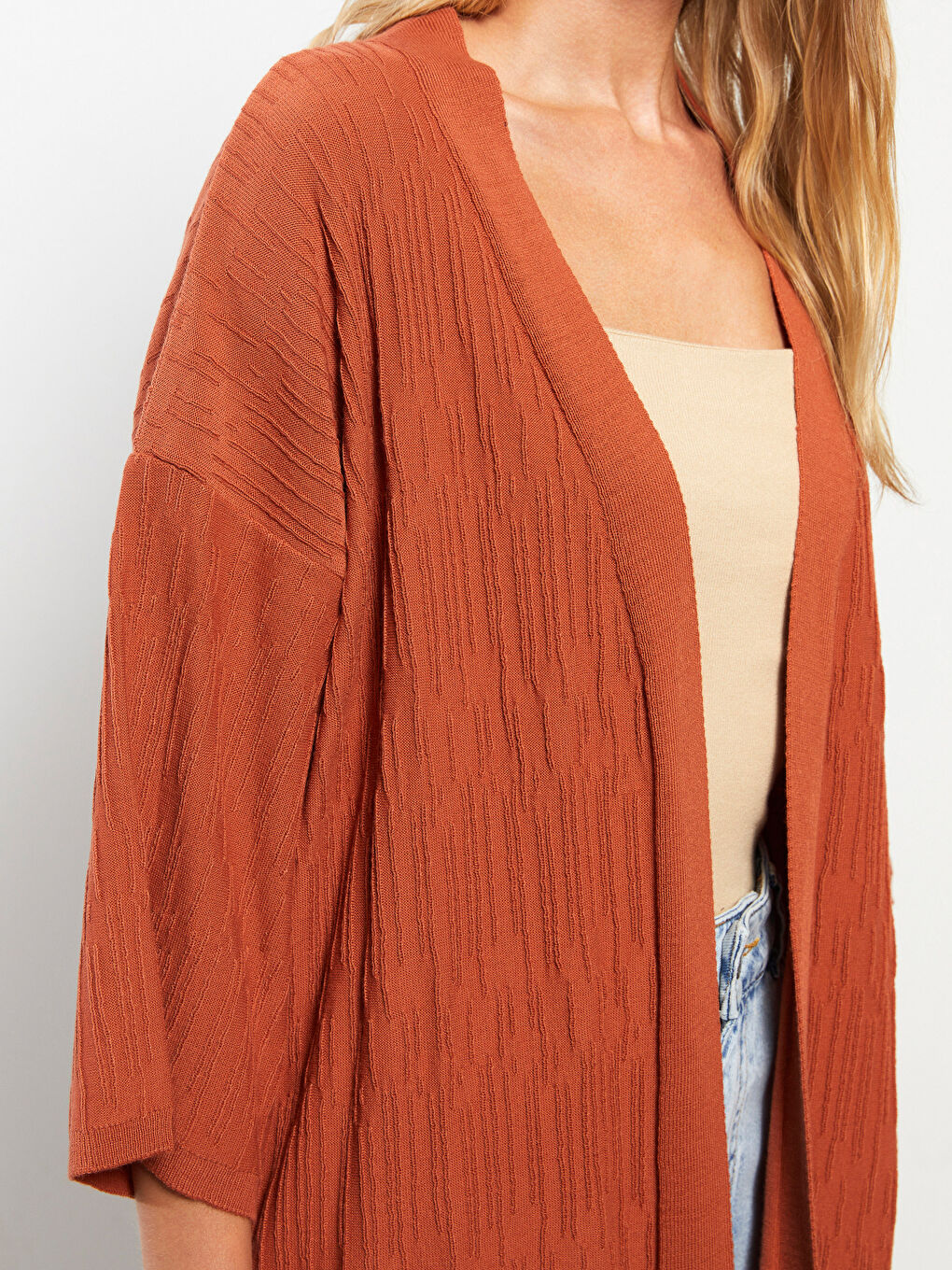 كارديجان تريكو منقوش بياقة شال للسيدات-2