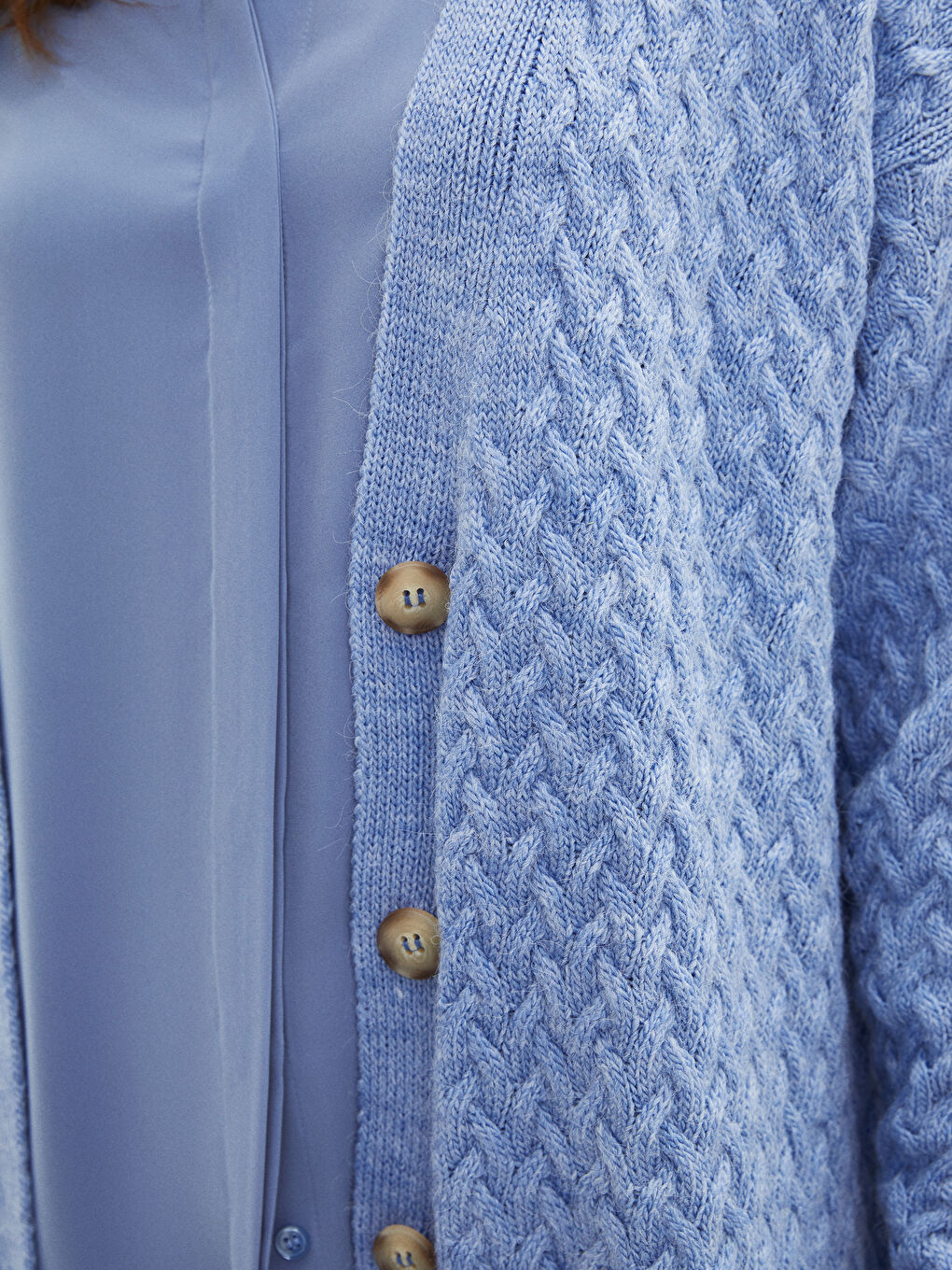 V-Neck Self Patterned Long Sleeve Women's Knitwear Cardigan-3