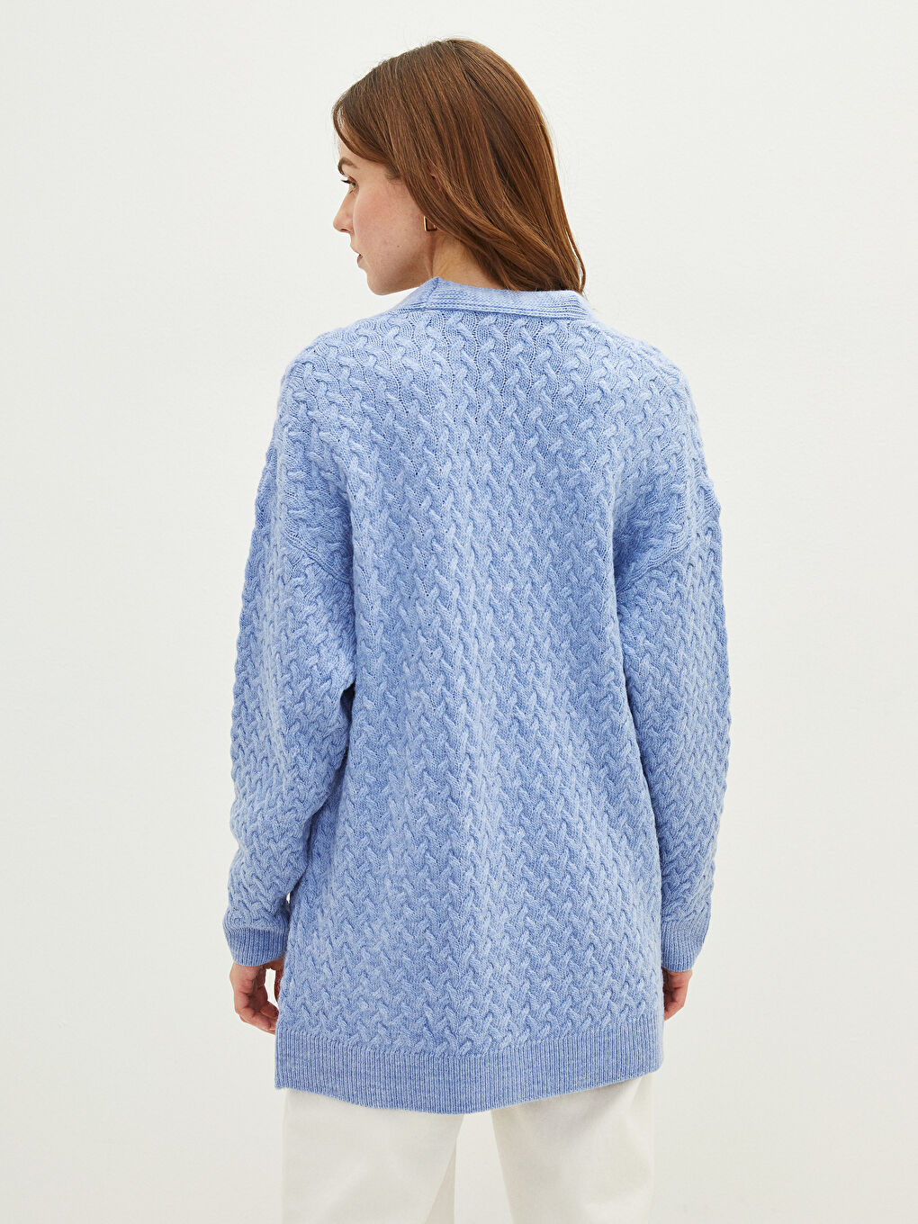 V-Neck Self Patterned Long Sleeve Women's Knitwear Cardigan-4