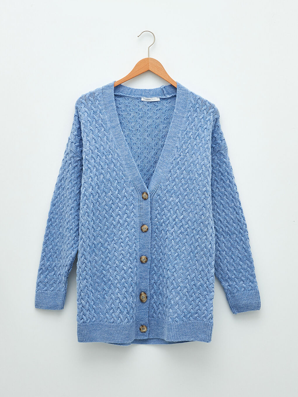 V-Neck Self Patterned Long Sleeve Women's Knitwear Cardigan-5