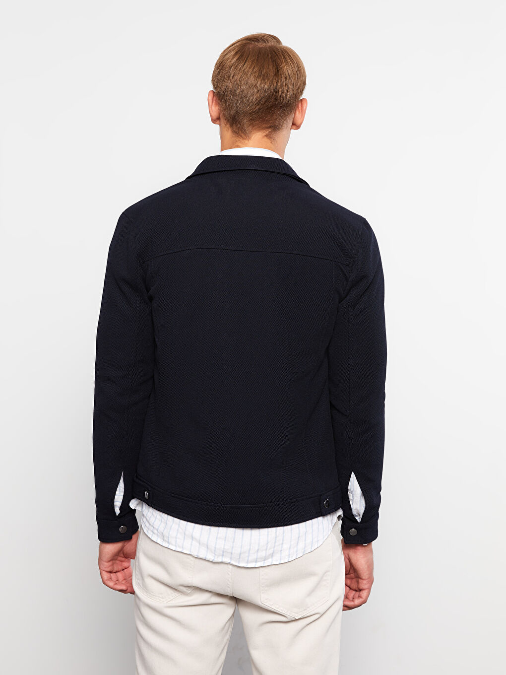 Lacivert Slim Fit Gömlek Yaka Erkek Mont-8