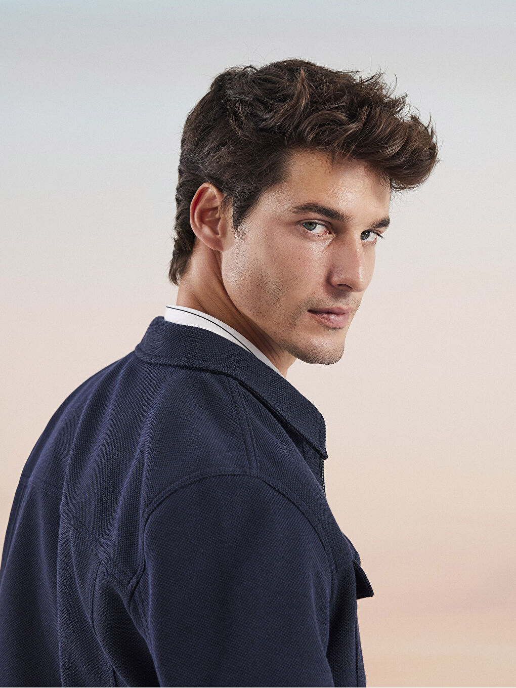 Lacivert Slim Fit Gömlek Yaka Erkek Mont-2