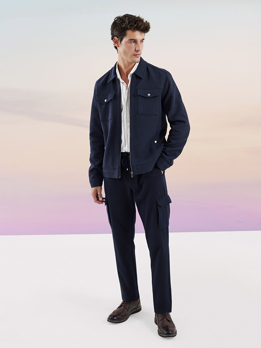 Lacivert Slim Fit Gömlek Yaka Erkek Mont-9