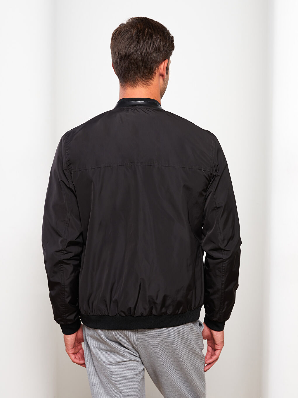 Siyah Slim Fit Kolej Yaka Erkek Mont-4