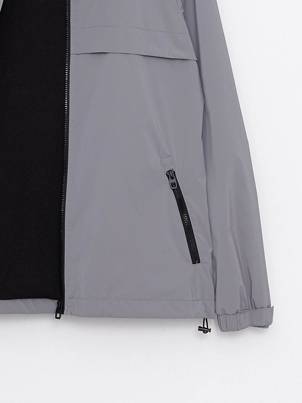 Gri Standart Kalıp Kapüşonlu Erkek Mont-7