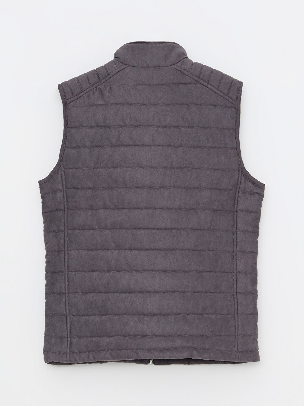 Gri Slim Fit Dik Yaka Süet Erkek Yelek-8