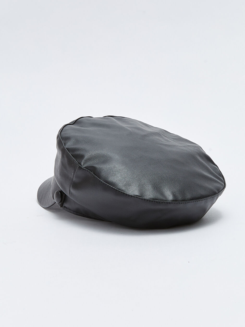 Siyah Deri Görünümlü Kız Çocuk Denizci Şapka-2