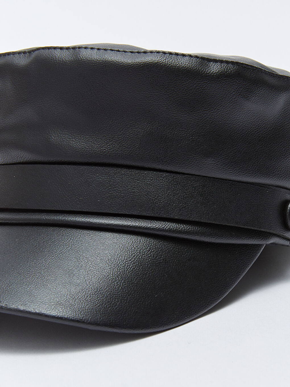 Siyah Deri Görünümlü Kız Çocuk Denizci Şapka-3