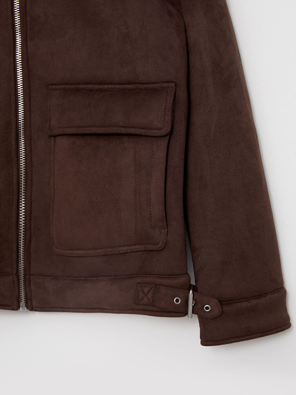 Kahverengi Standart Kalıp Gömlek Yaka Erkek Süet Mont-8