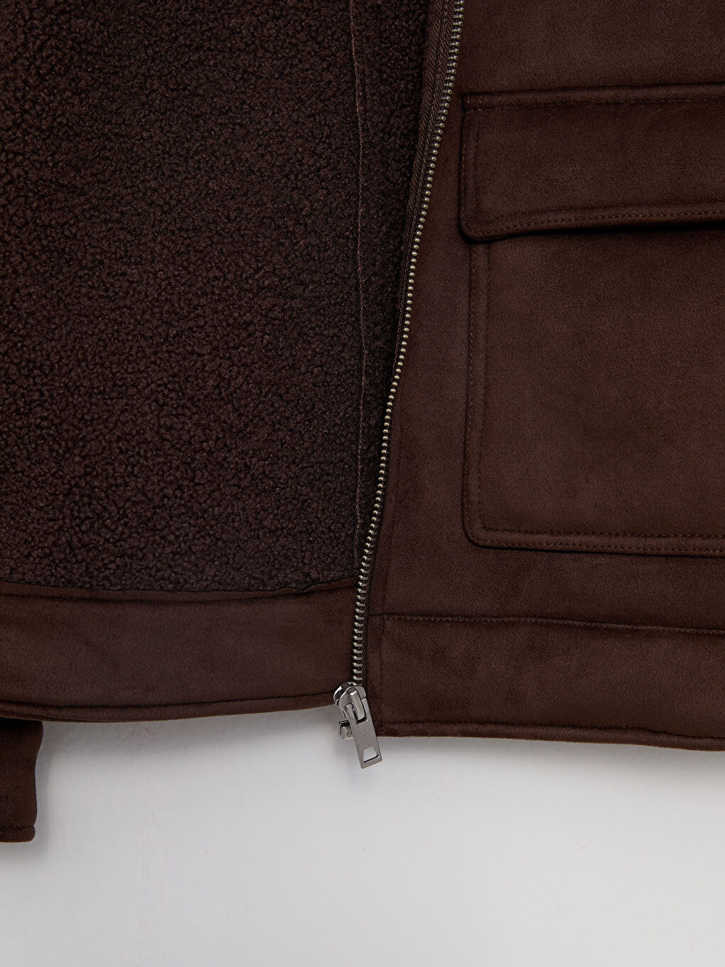 Kahverengi Standart Kalıp Gömlek Yaka Erkek Süet Mont-9