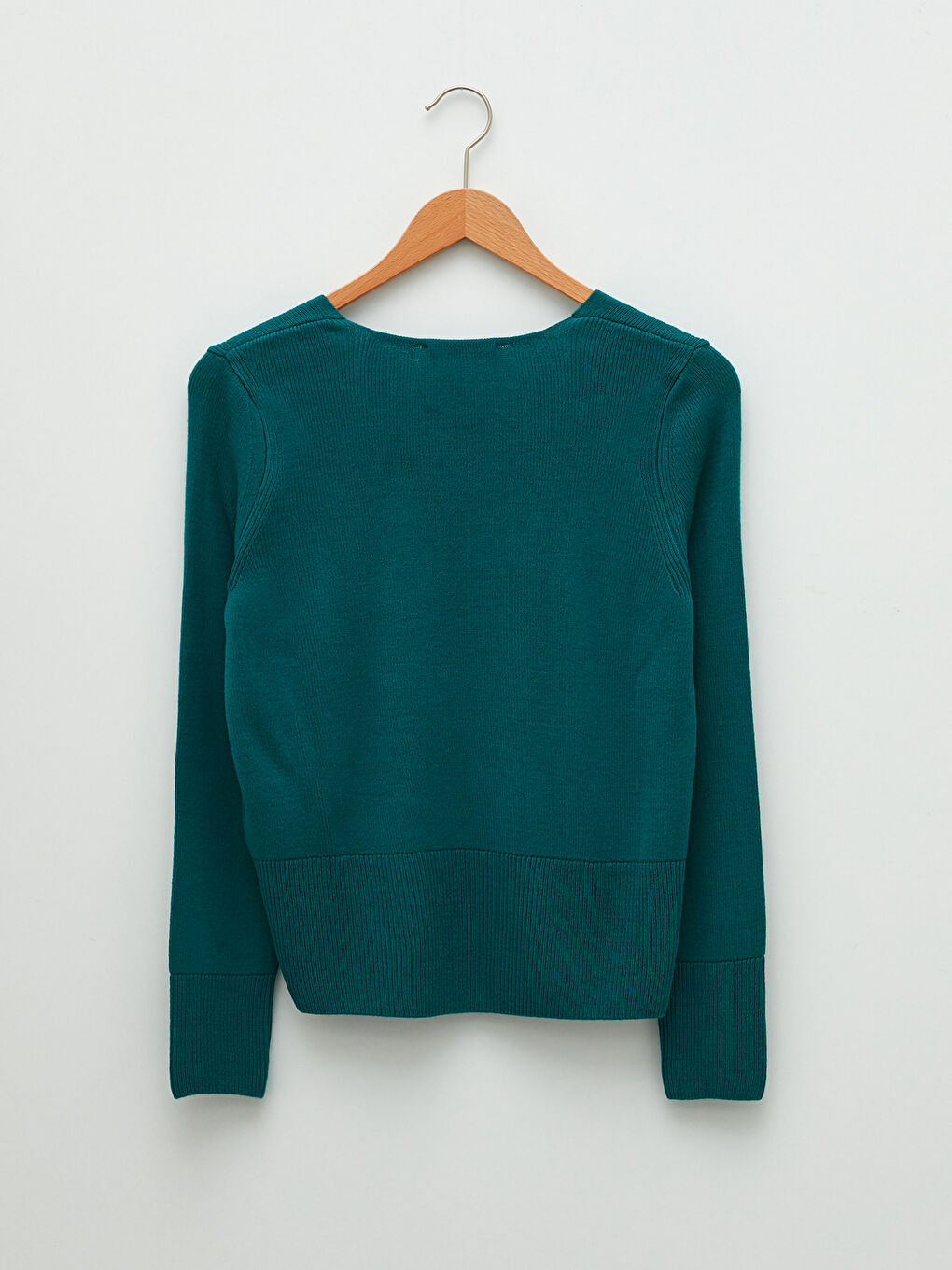 V Neck Plain Long Sleeve Women's Knitwear Sweater-5