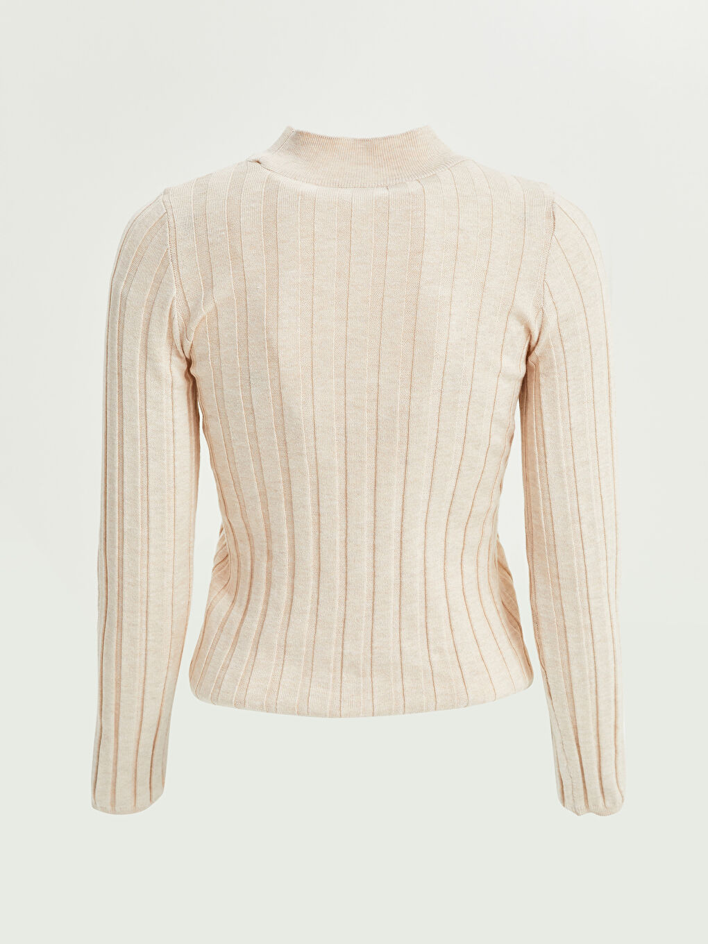 Bej Yarım Balıkçı Yaka Kadın Triko Kazak-6