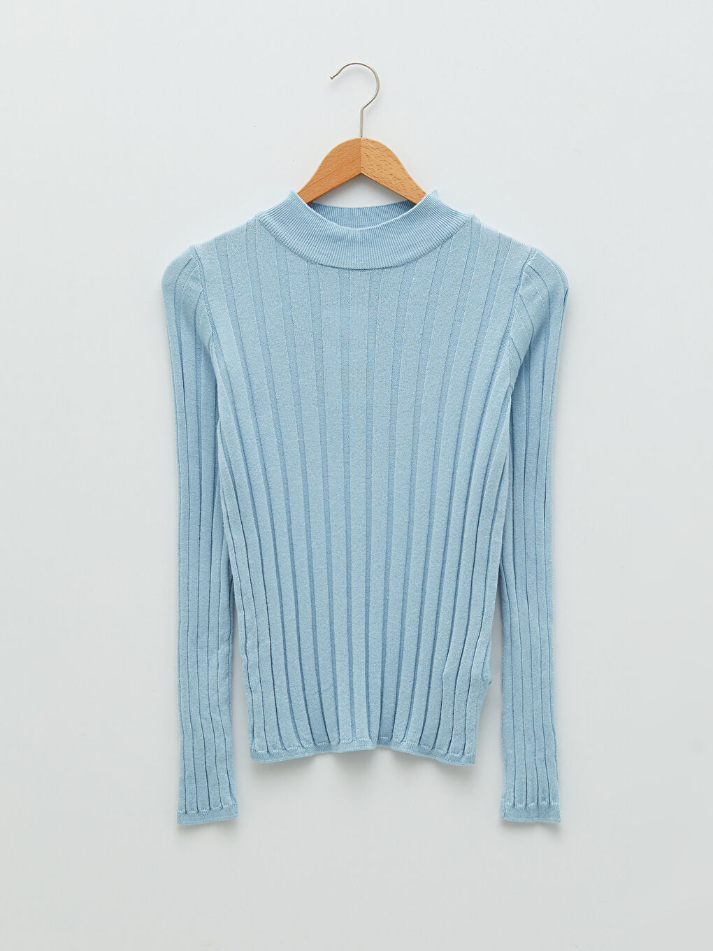 Mavi Yarım Balıkçı Yaka Kadın Triko Kazak-4