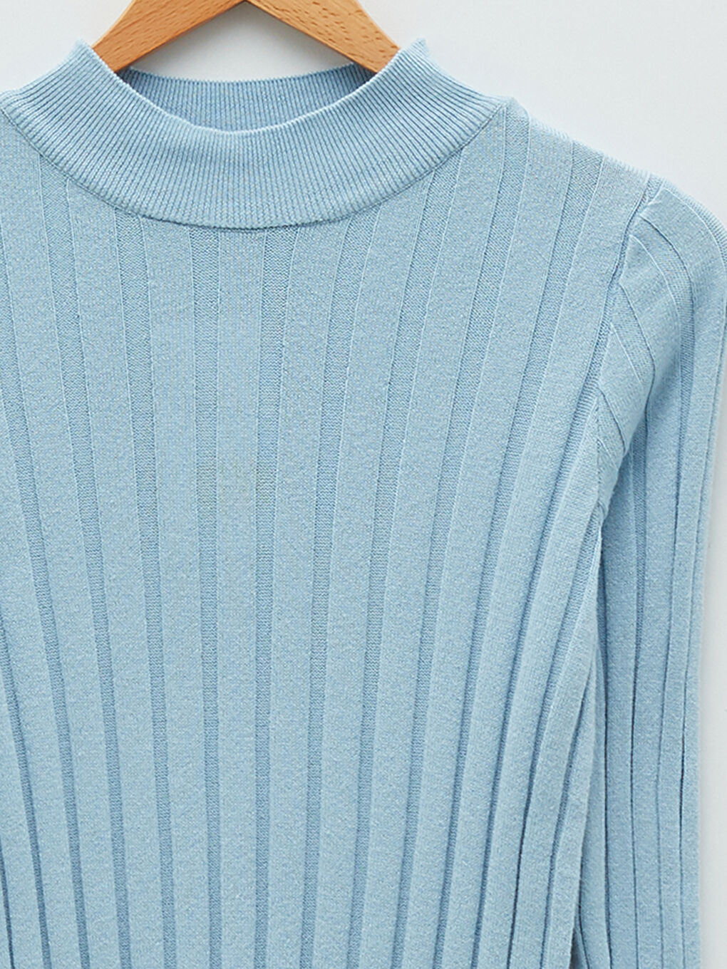 Mavi Yarım Balıkçı Yaka Kadın Triko Kazak-6