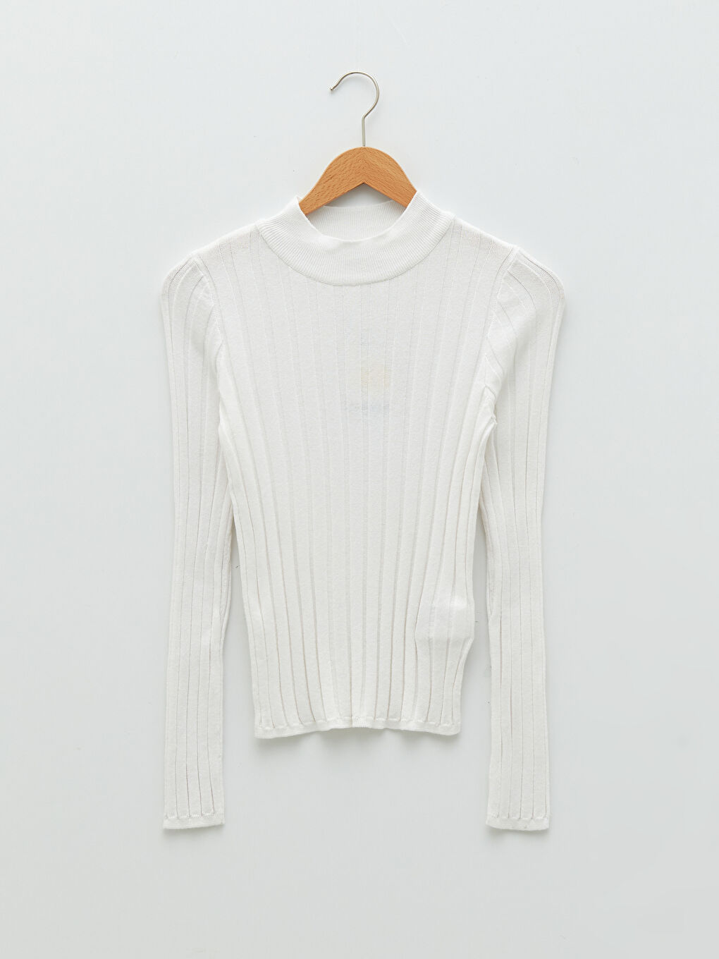 Ekru Yarım Balıkçı Yaka Kadın Triko Kazak-4