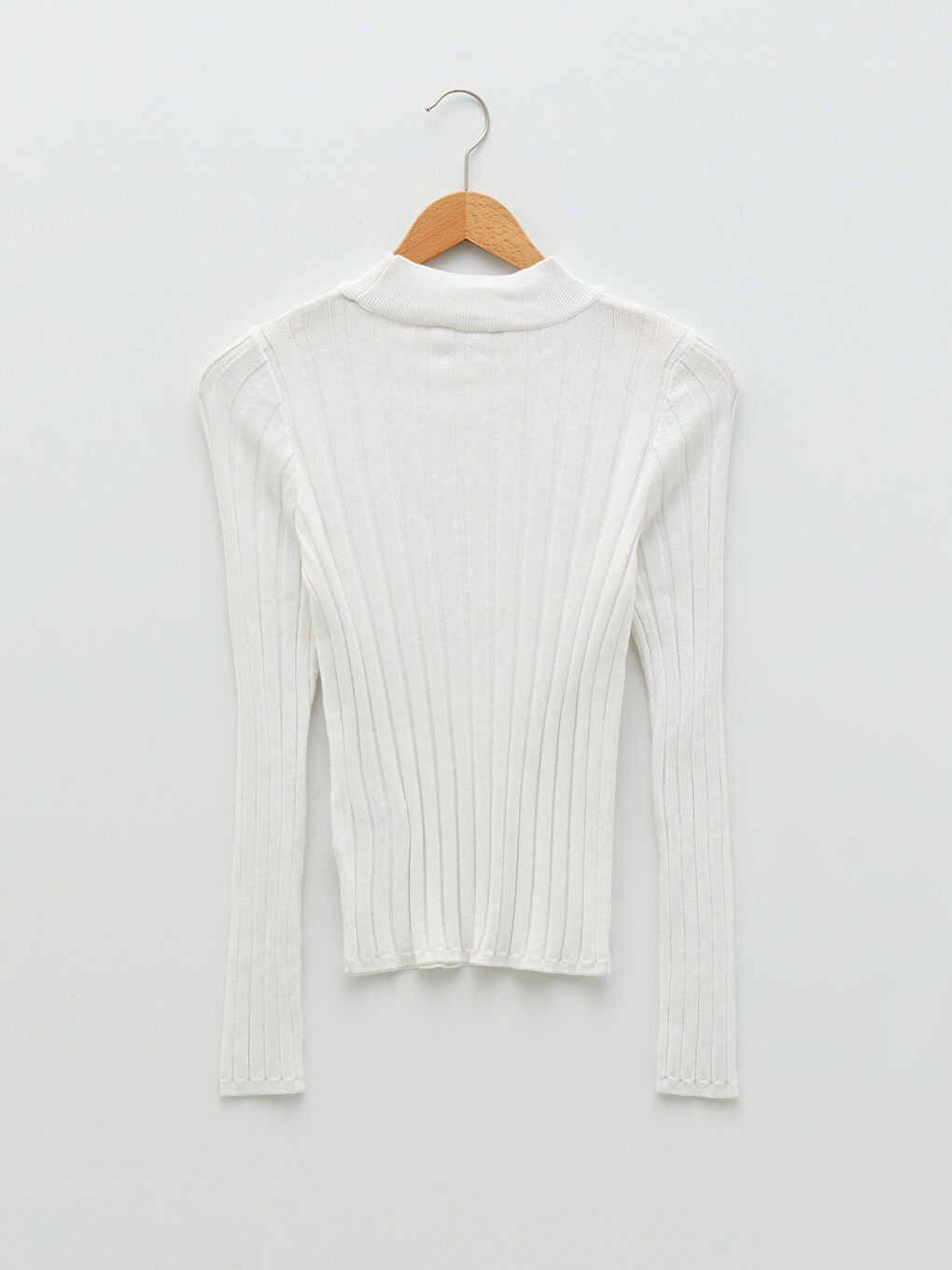 Ekru Yarım Balıkçı Yaka Kadın Triko Kazak-5