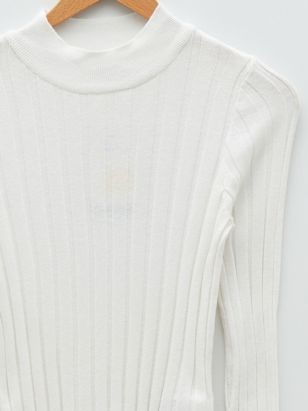 Ekru Yarım Balıkçı Yaka Kadın Triko Kazak-6