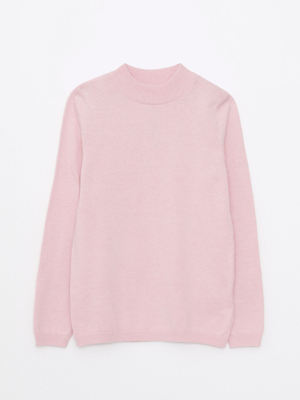 Pull-over Basique à Col Montant Manches Longues Fille en Tricot-2