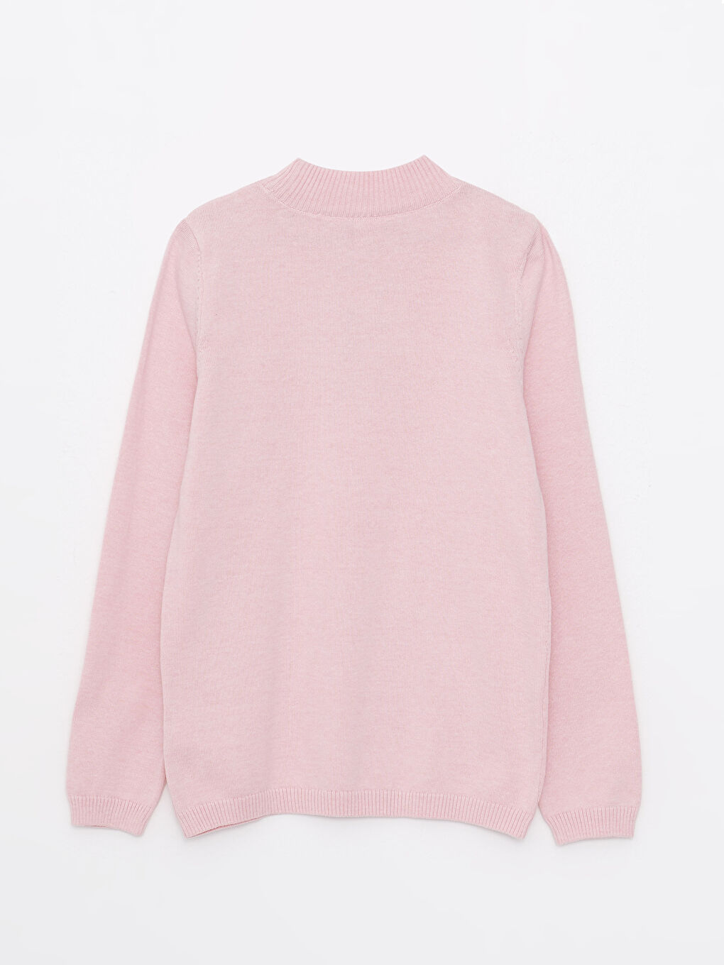 Pull-over Basique à Col Montant Manches Longues Fille en Tricot-3