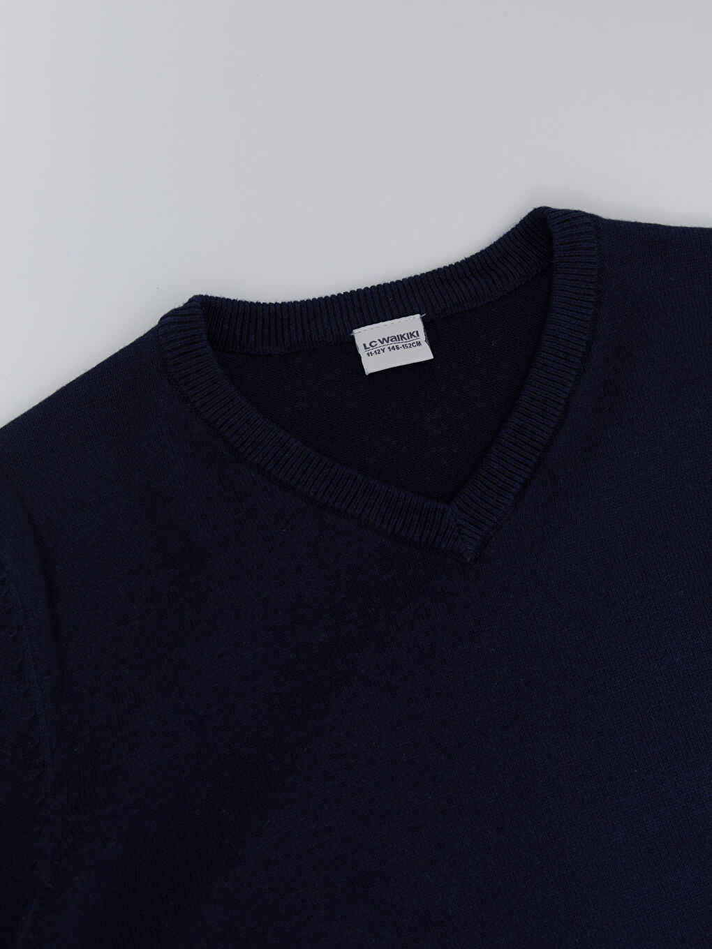 V-Neck Basic Long Sleeve Girls Knitwear Sweater-1