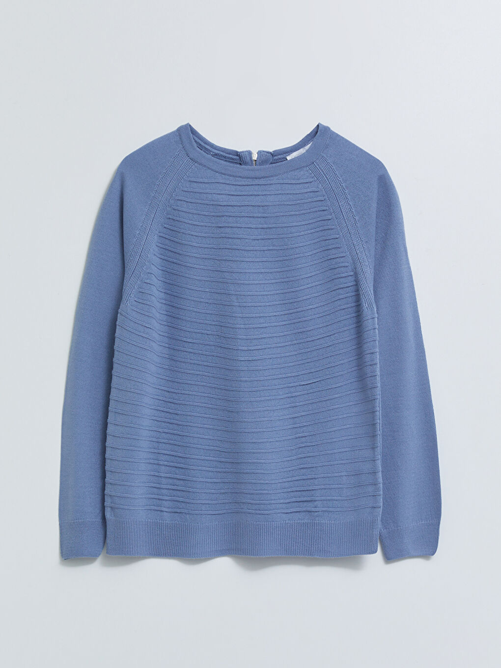 Mavi Bisiklet Yaka Kendinden Desenli Uzun Kollu Kadın Triko Kazak-5