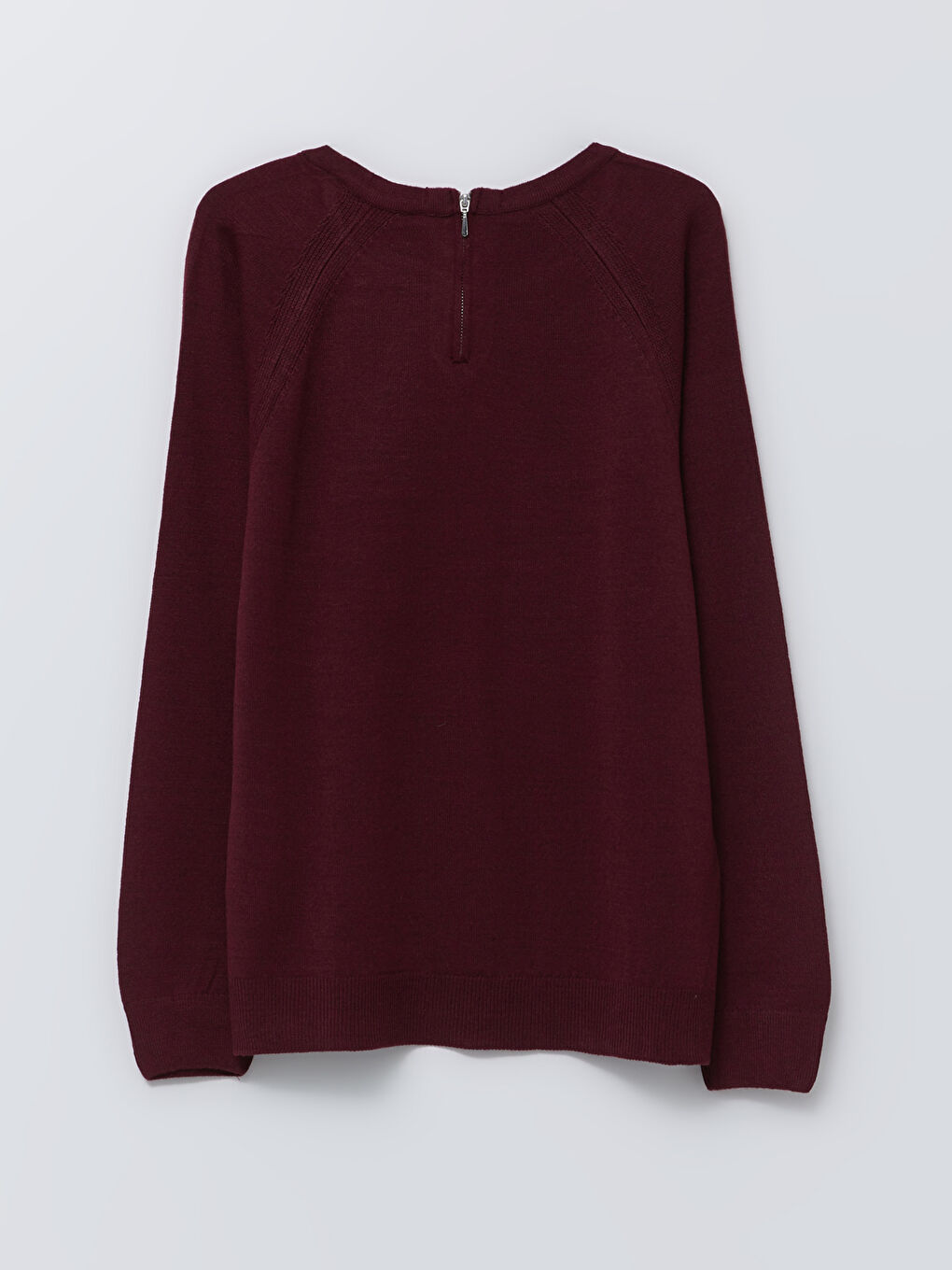 Bordo Bisiklet Yaka Kendinden Desenli Uzun Kollu Kadın Triko Kazak-6