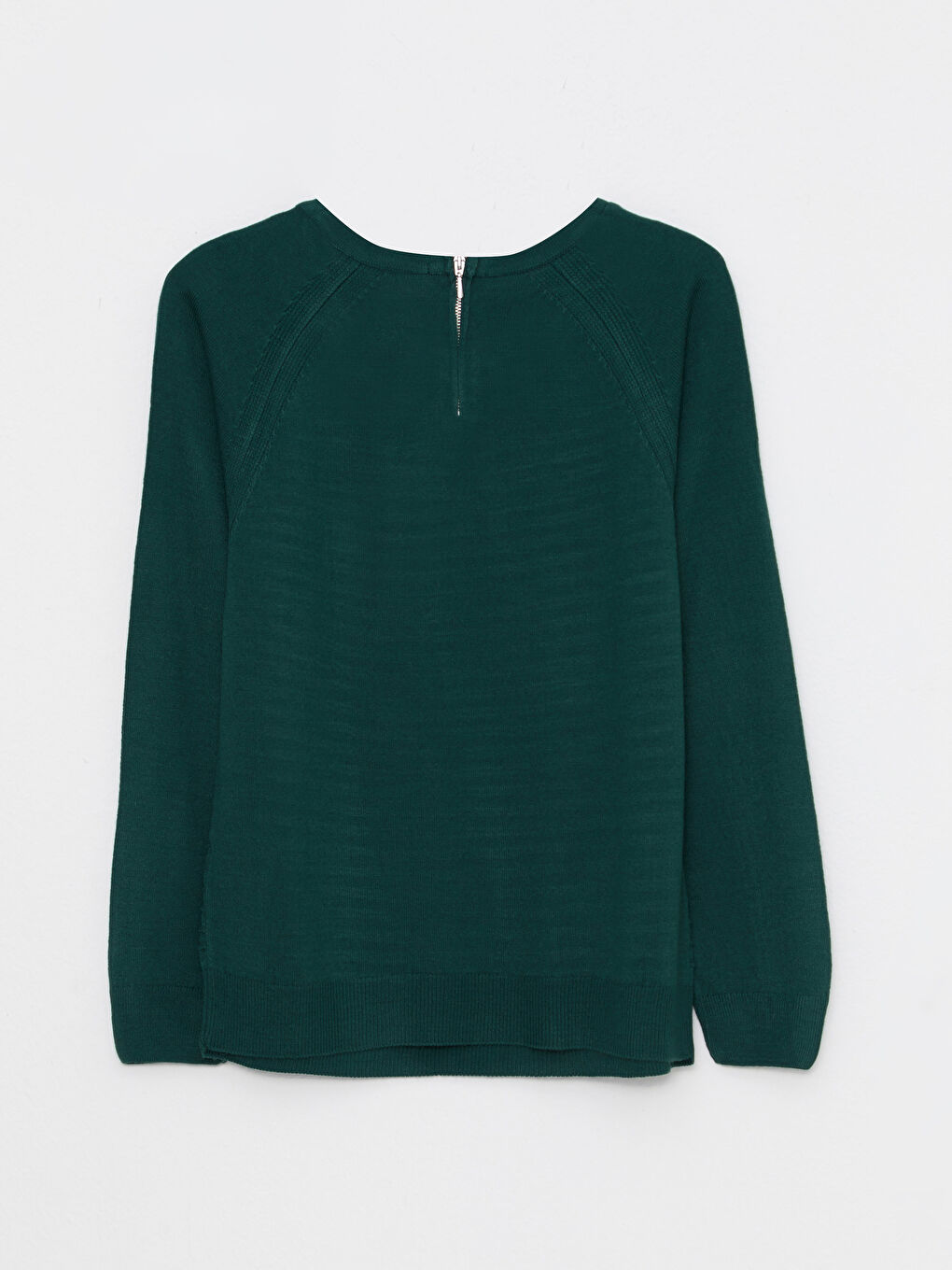 Yeşil Bisiklet Yaka Kendinden Desenli Uzun Kollu Kadın Triko Kazak-6