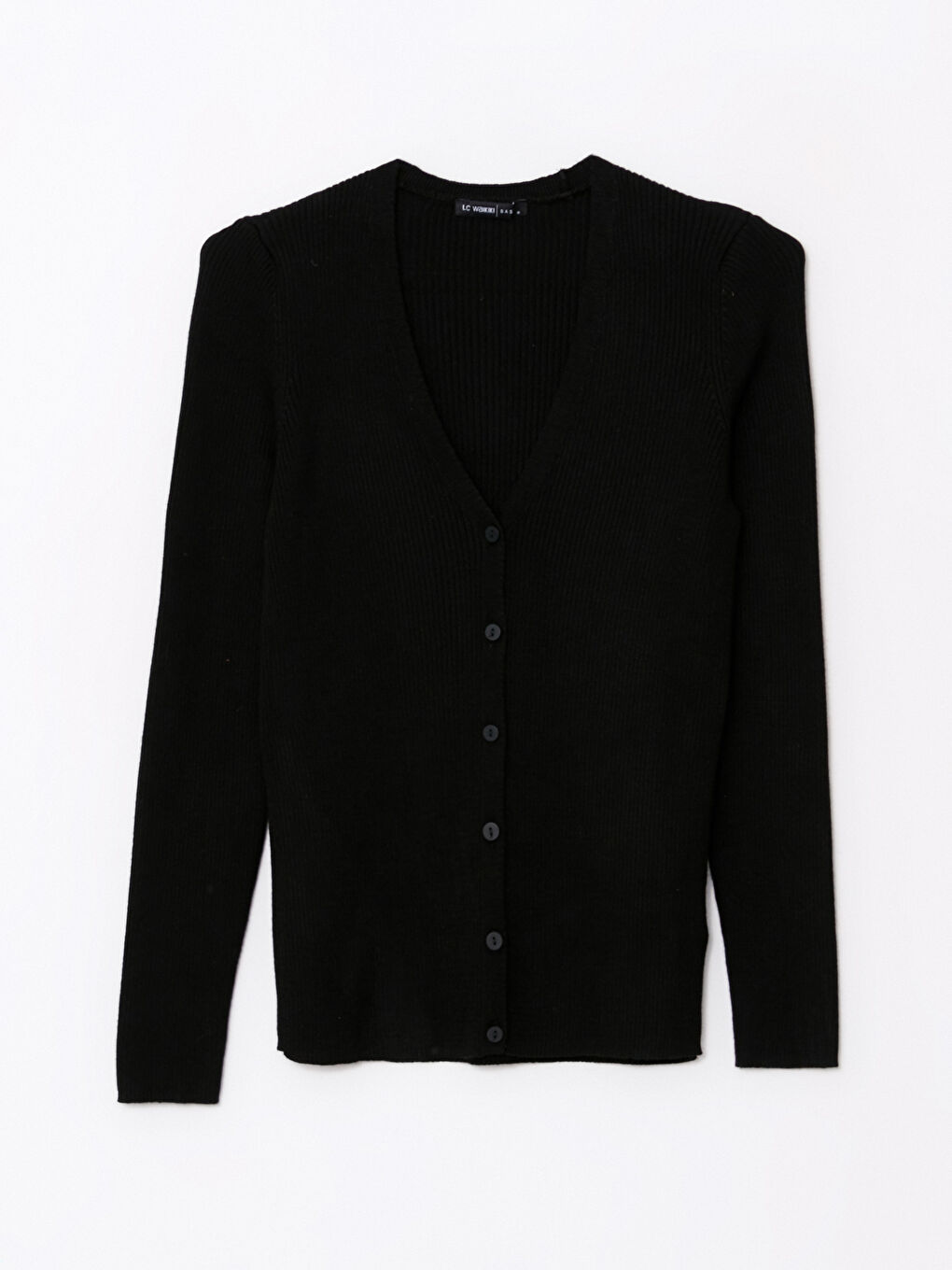 Siyah V Yaka Kadın Triko Hırka-5