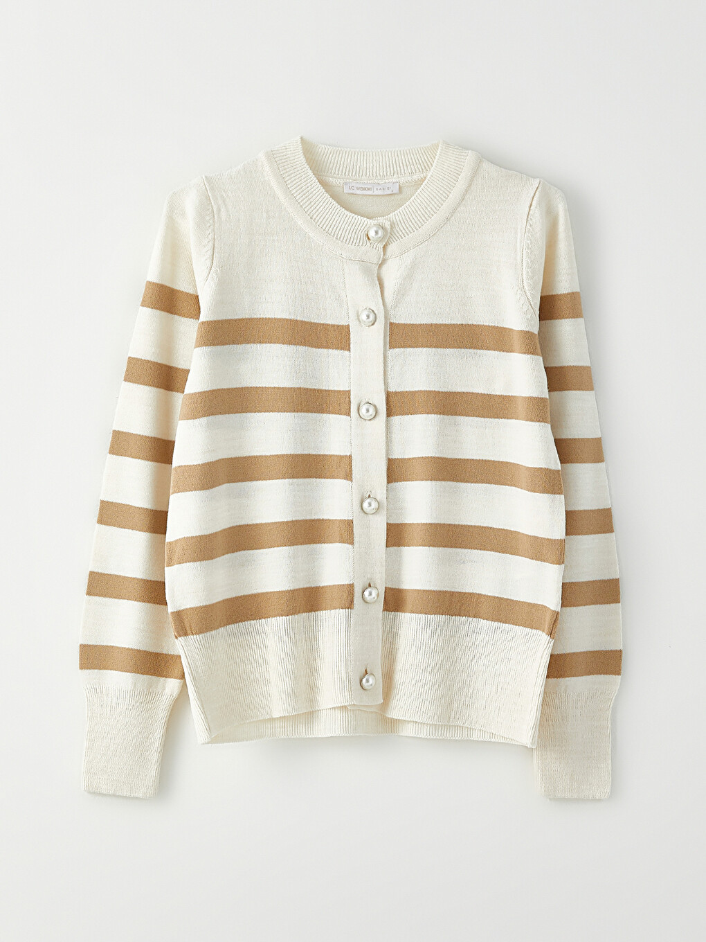 Crew Neck Striped Women's Knitwear Cardigan-5