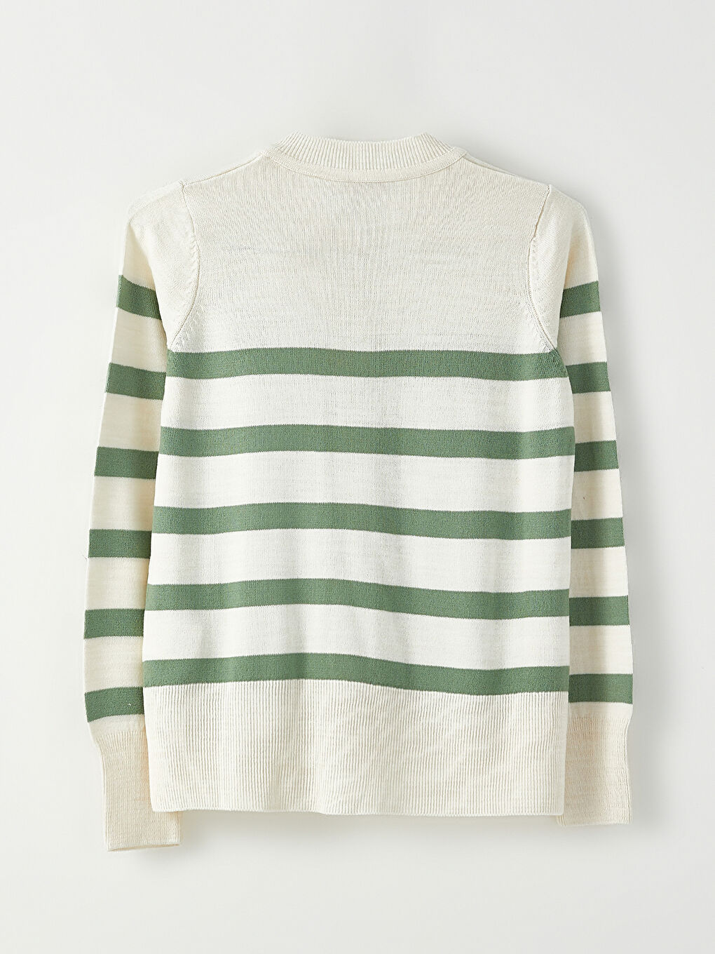 Yeşil Bisiklet Yaka Çizgili Kadın Triko Hırka-6