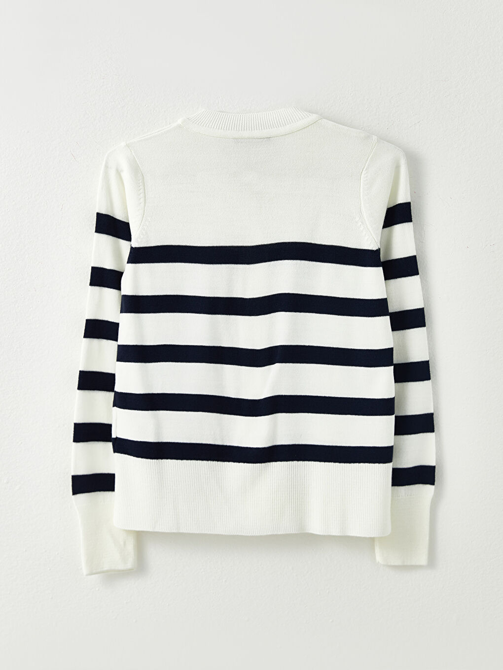 Cardigan Tricotat cu Dungi pentru Femei cu Guler Rotund-6