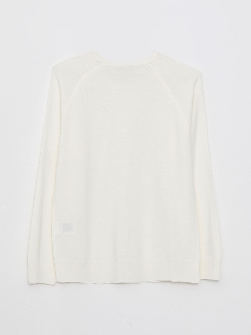 سترة تريكو بياقة دائرية بنقشة ذاتية وكم طويل للسيدات-6