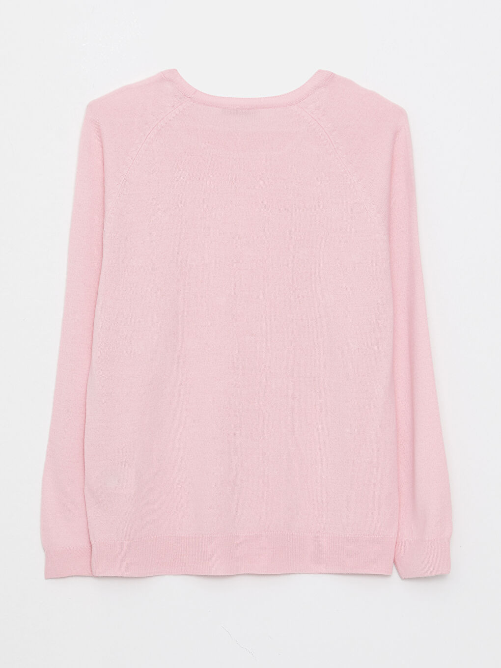 Pembe Bisiklet Yaka Kendinden Desenli Uzun Kollu Kadın Triko Kazak-6