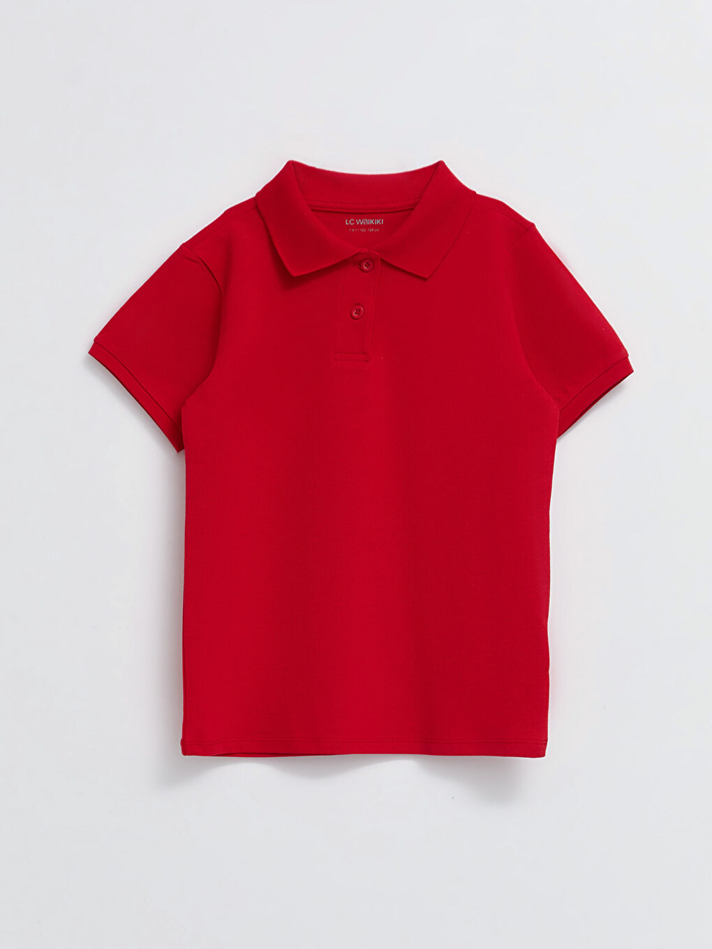 Kırmızı Polo Yaka Basic Kısa Kollu Pamuklu Kız Çocuk Tişört