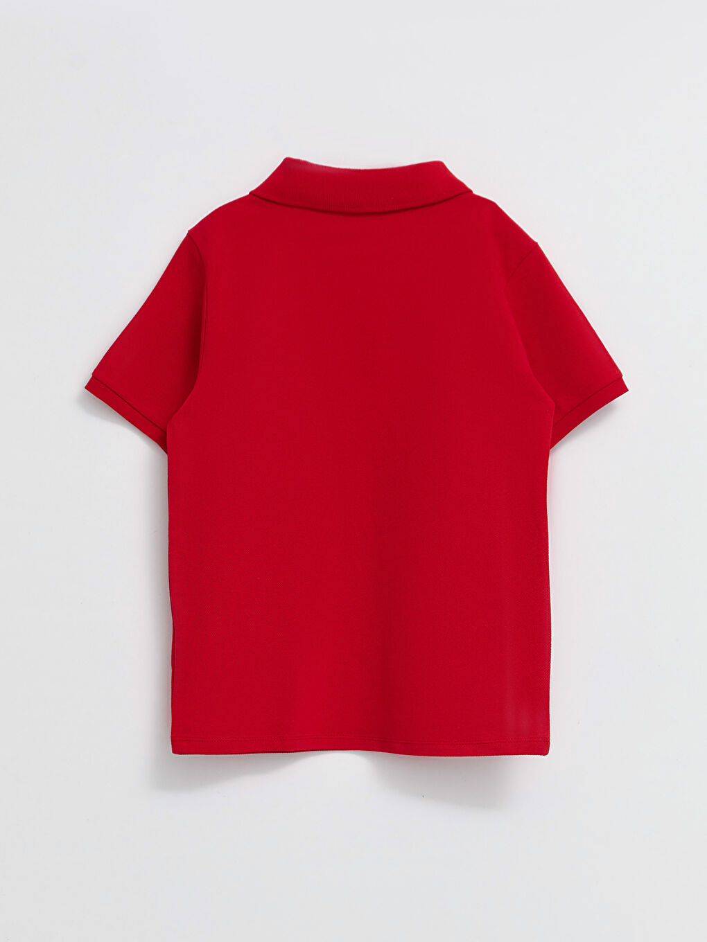 Kırmızı Polo Yaka Basic Kısa Kollu Pamuklu Kız Çocuk Tişört-1