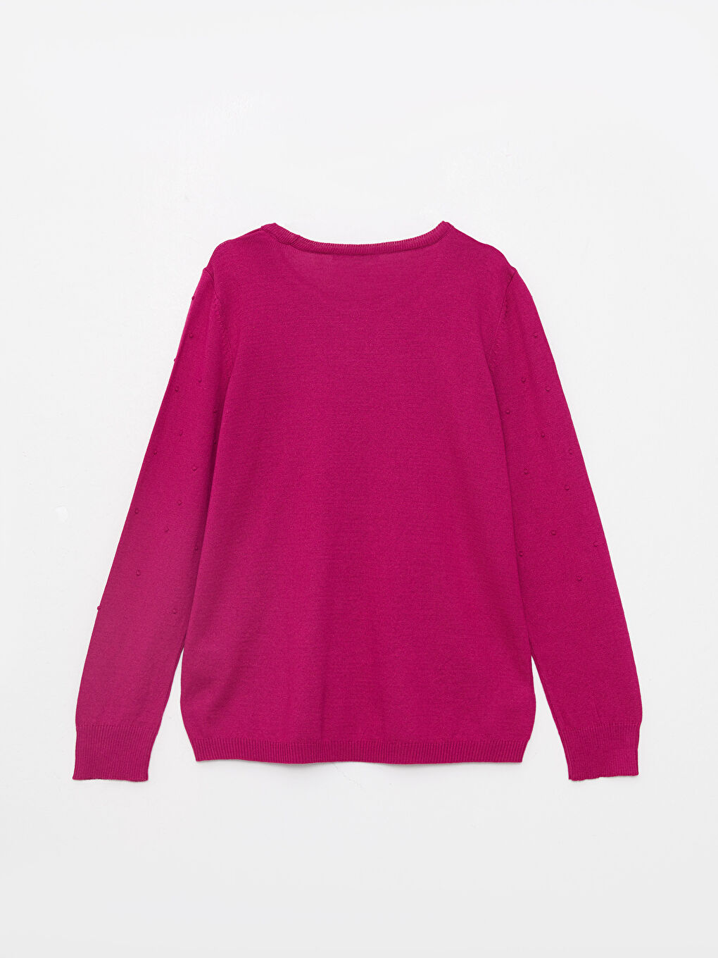 Fuşya Bisiklet Yaka Kendinden Desenli Uzun Kollu Kadın Triko Kazak-6